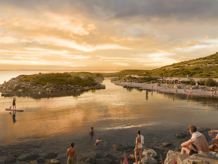 Visualisering af ny park i Nordhavn - SLA Landskabsarkitekter